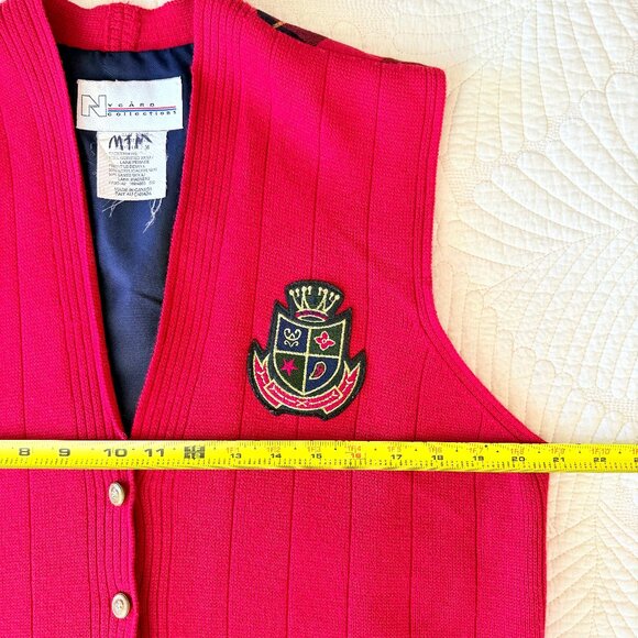 Vintage Tartan Plaid Worsted Wool Red Preppy Sweater Vest Size M - Picture 10 of 13